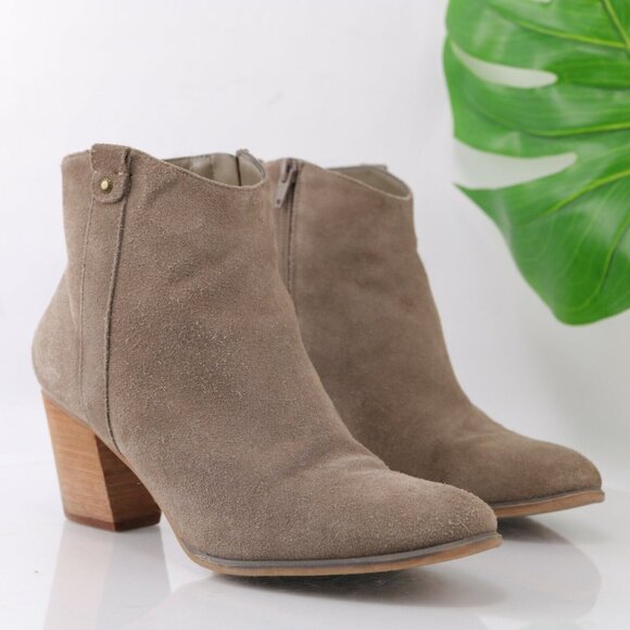 Bass Womens Shiloh Boot Size 9 Tan Taupe Suede Block Heel Boho Comfy Bootie - Picture 11 of 11